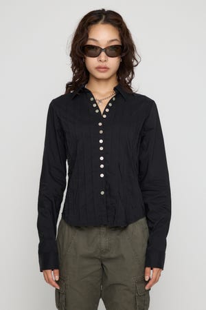 PIN TUCK BUTTON シャツ