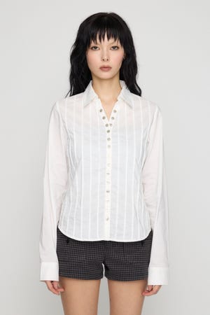 PIN TUCK BUTTON シャツ