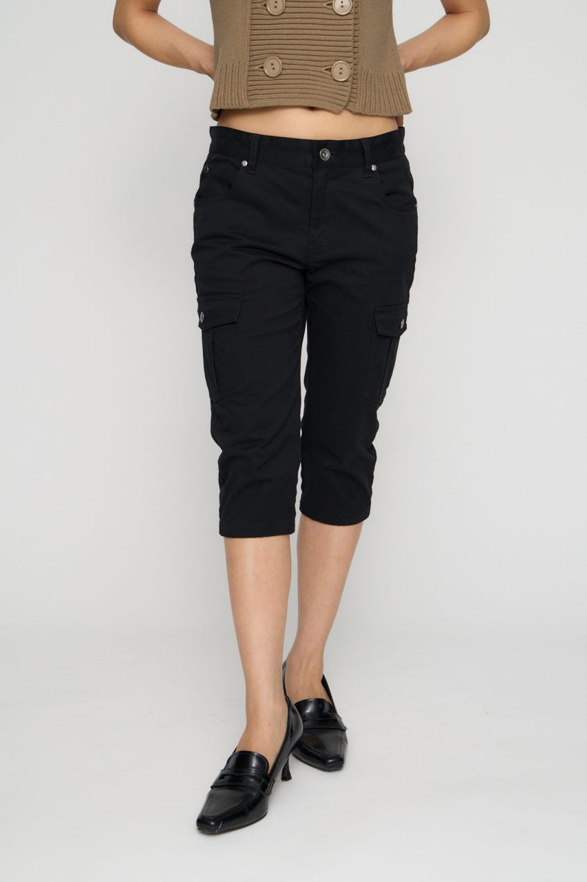 COTTON POCKET CAPRI パンツ BLK S