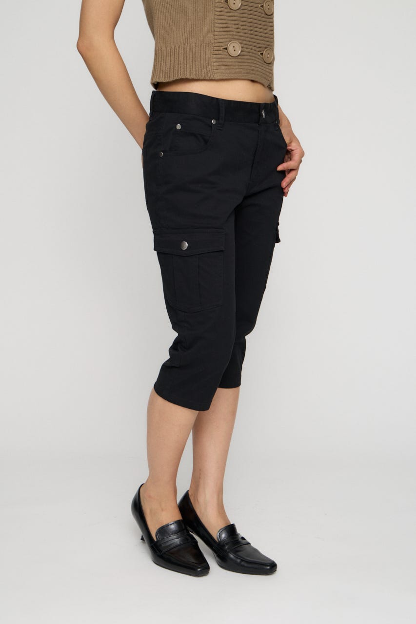 COTTON POCKET CAPRI パンツ BLK S