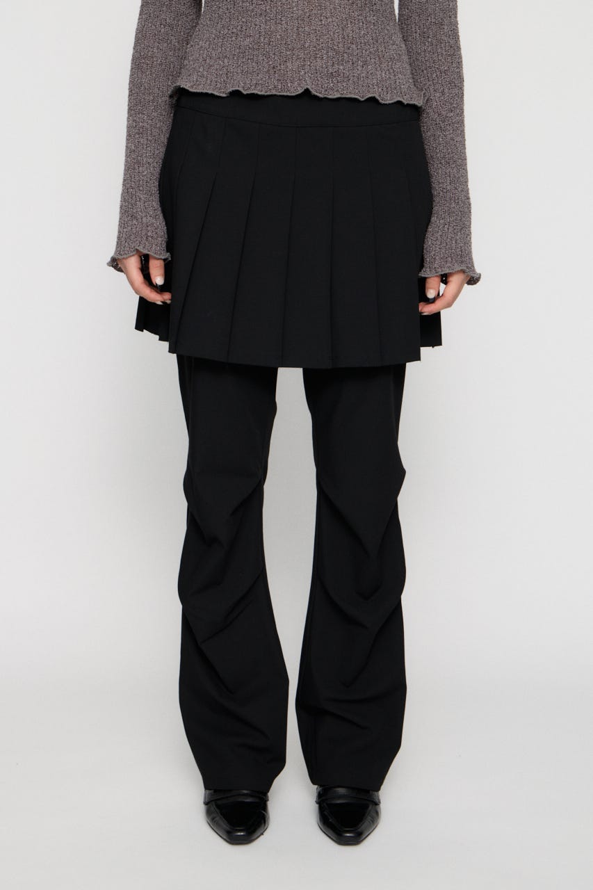 PLEATS LAYERED 2PIECE パンツ BLK S