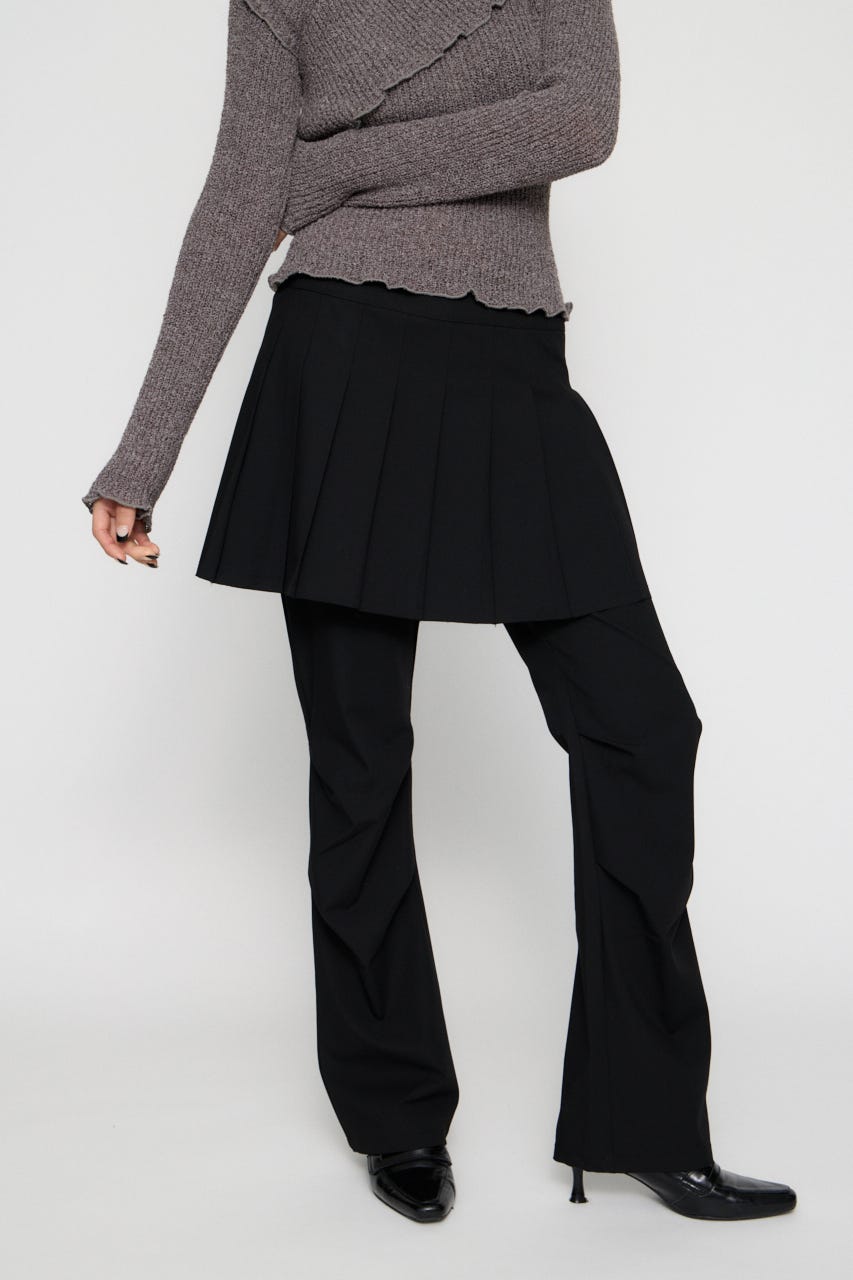 PLEATS LAYERED 2PIECE パンツ BLK S