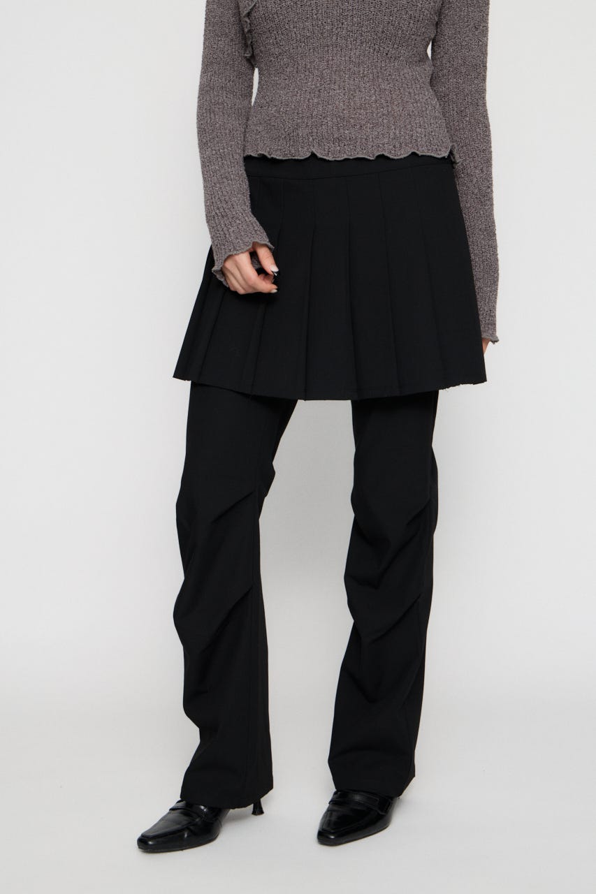 PLEATS LAYERED 2PIECE パンツ BLK S