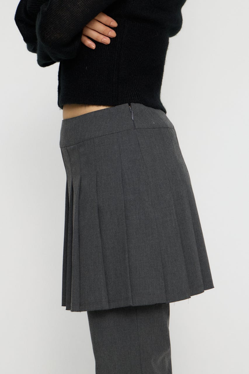 PLEATS LAYERED 2PIECE パンツ GRY S