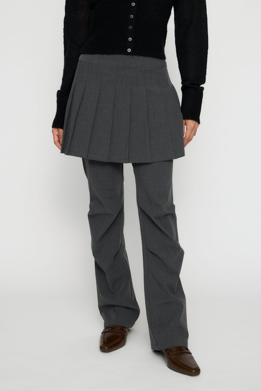 PLEATS LAYERED 2PIECE パンツ GRY S