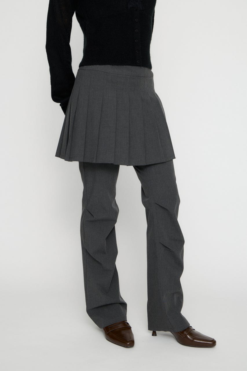 PLEATS LAYERED 2PIECE パンツ GRY S
