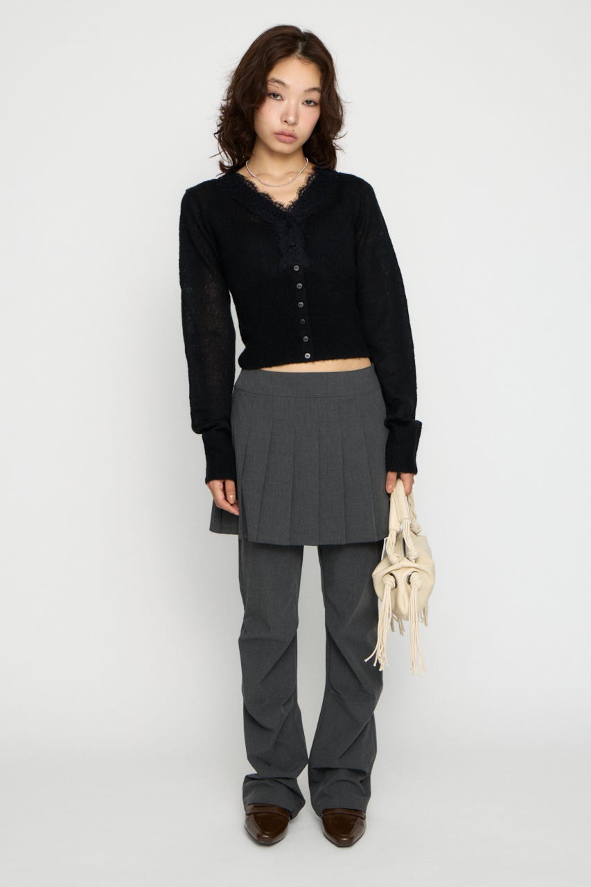 PLEATS LAYERED 2PIECE パンツ GRY S