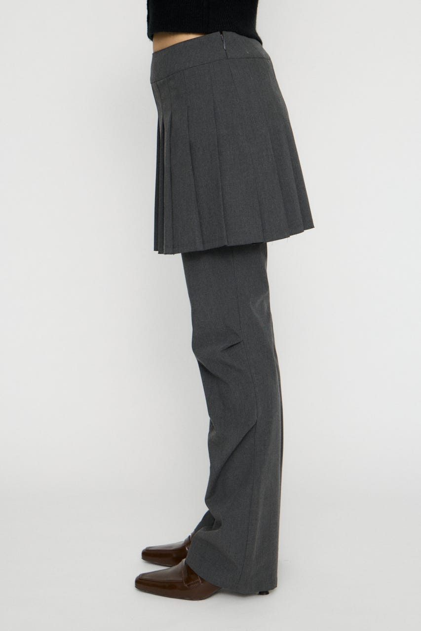 PLEATS LAYERED 2PIECE パンツ GRY S