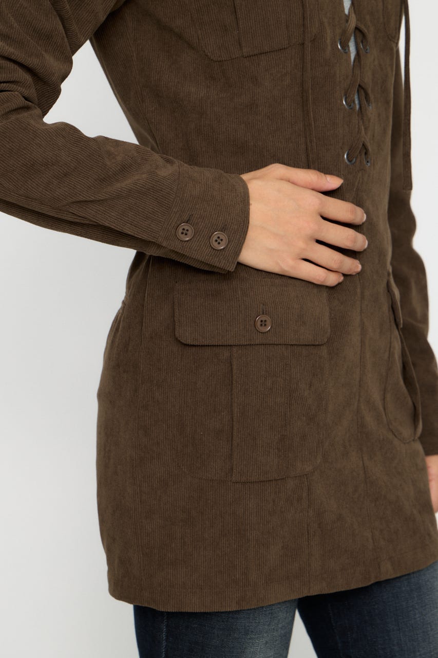 LAGUA GEM | LACE UP CORDUROY ミニワンピース (ワンピース(ミニ