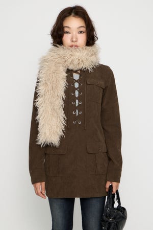 LACE UP CORDUROY ミニワンピース