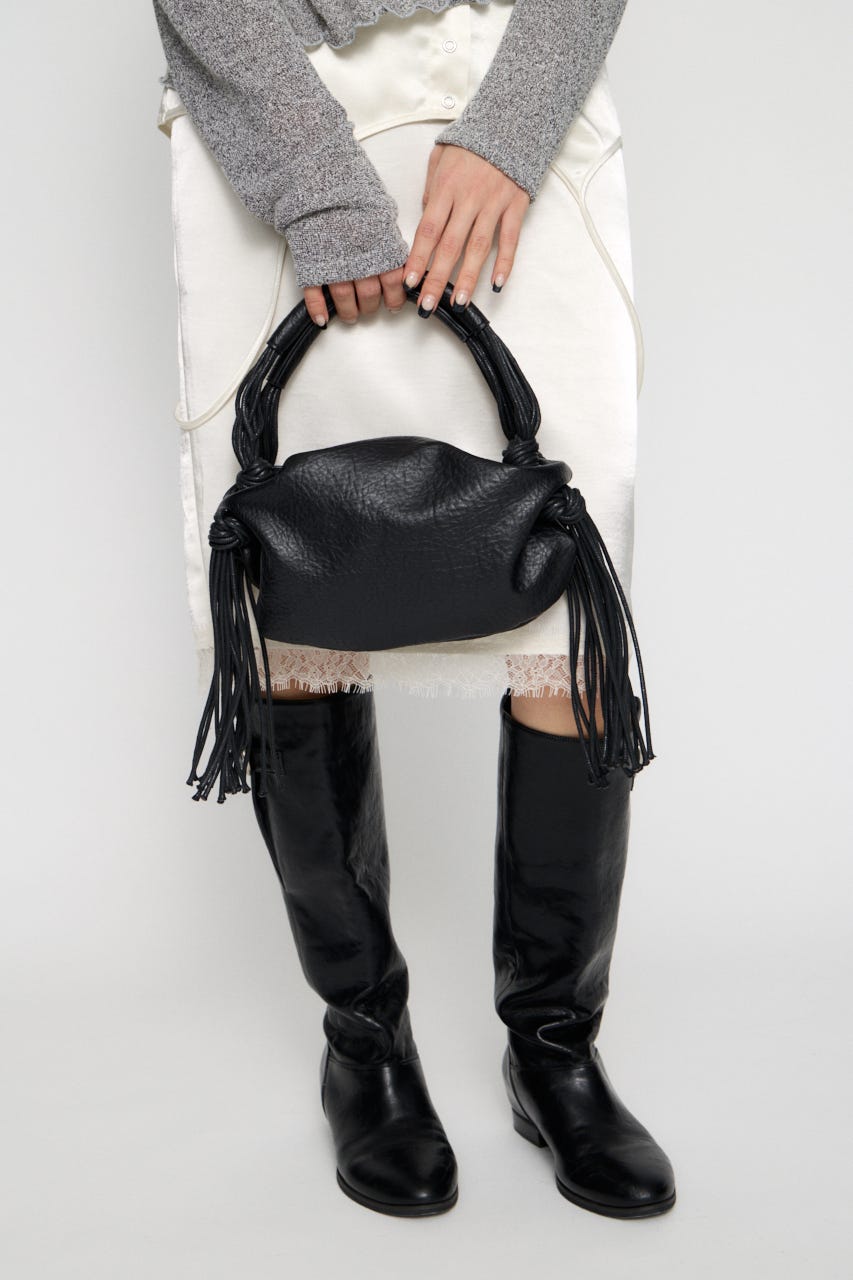 FAUX LEATHER FRINGE バッグ BLK FREE