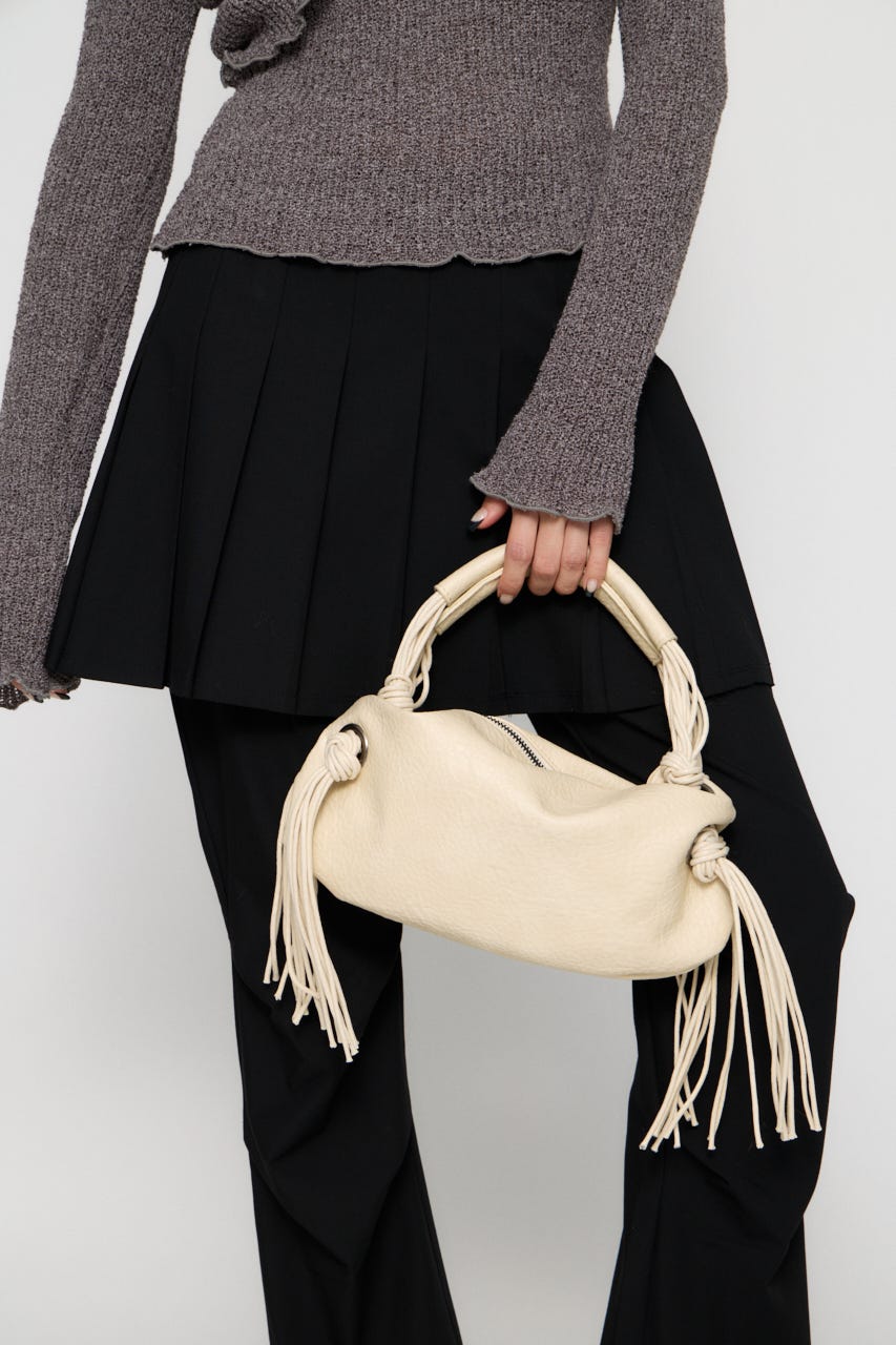 FAUX LEATHER FRINGE バッグ O/WHT FREE