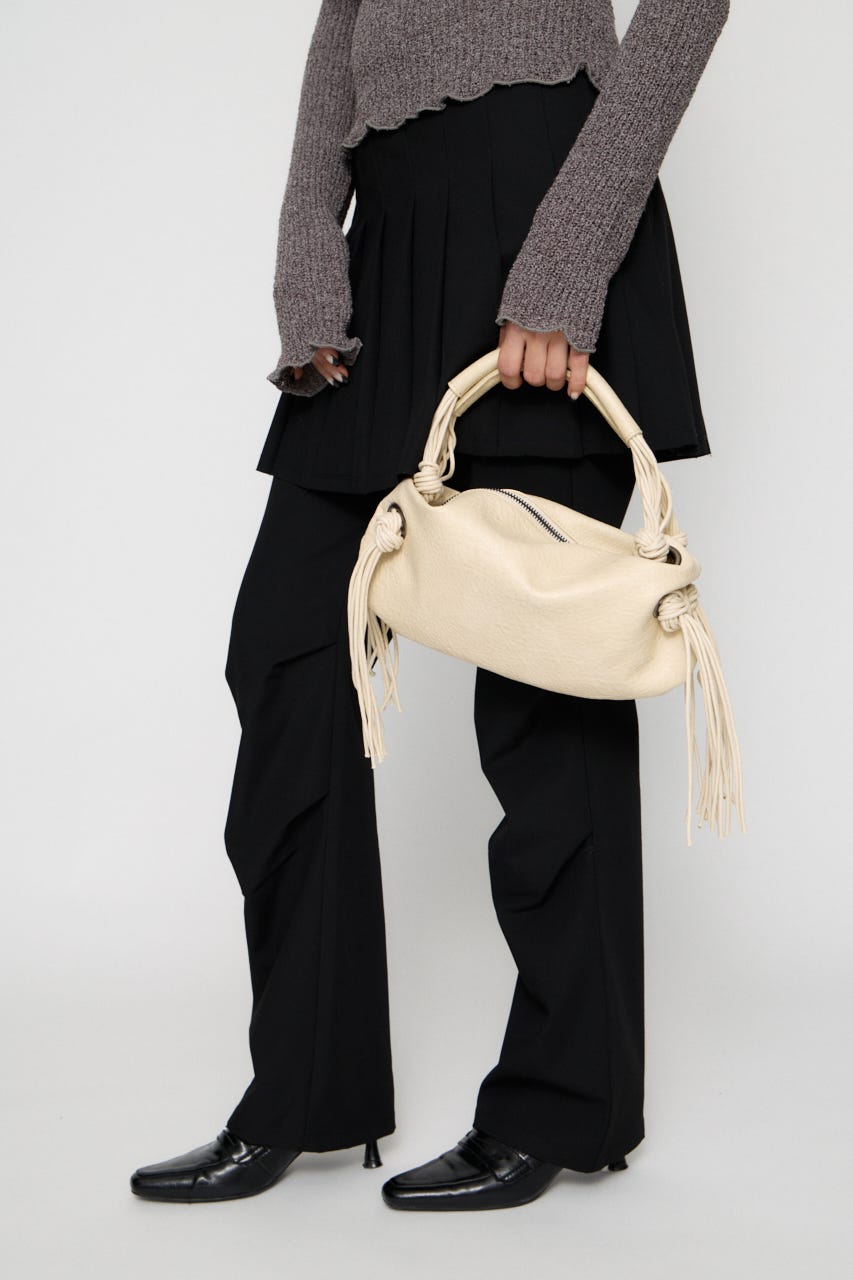 FAUX LEATHER FRINGE バッグ O/WHT FREE