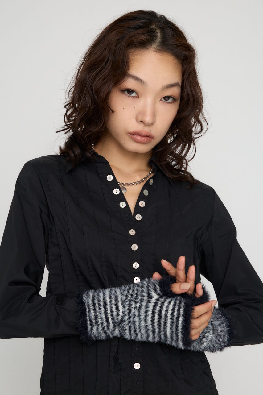 BORDER SHAGGY アームウォーマー BLK FREE