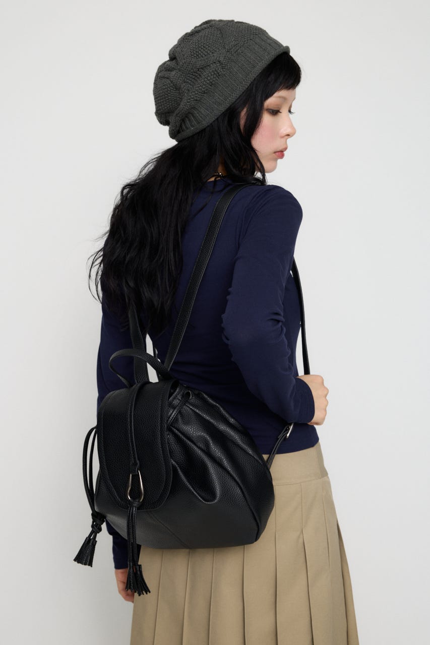 FAUX LEATHER DRAWSTRING バックパック BLK FREE