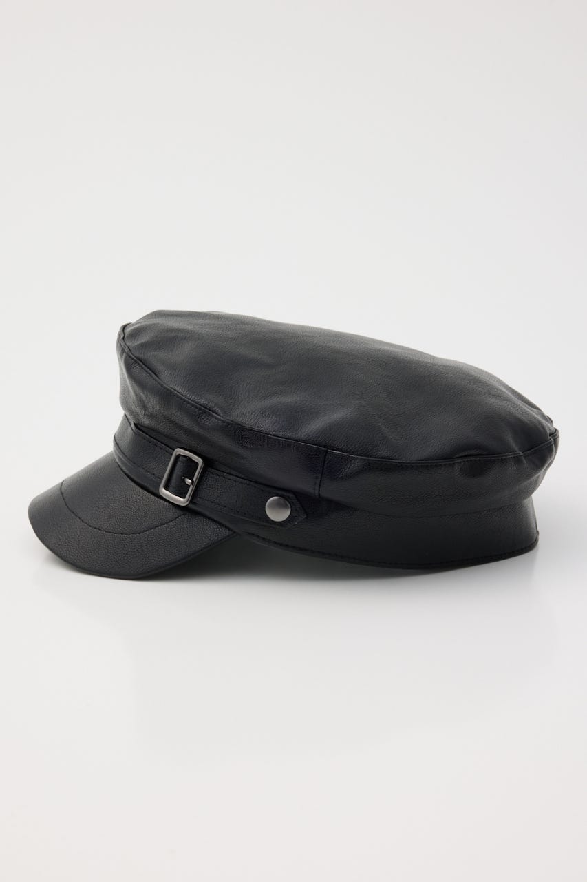 FAUX LEATHER MARINE キャップ BLK FREE