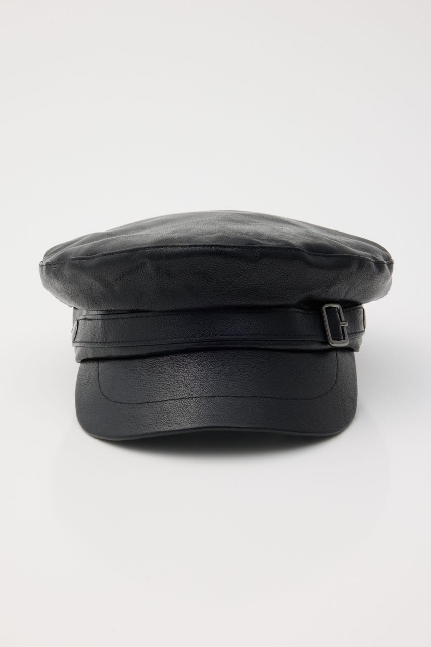 FAUX LEATHER MARINE キャップ BLK FREE