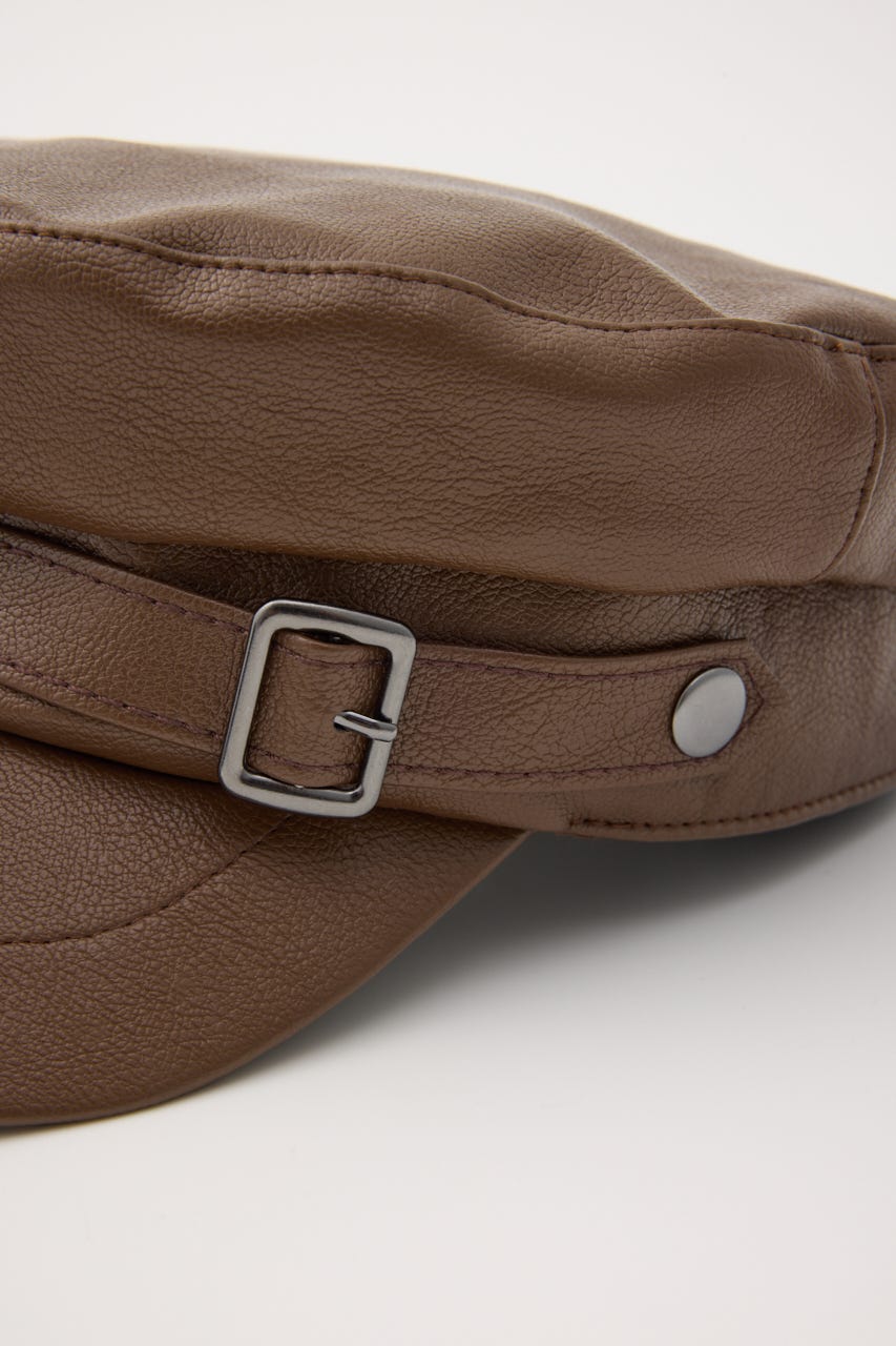 FAUX LEATHER MARINE キャップ BRN FREE