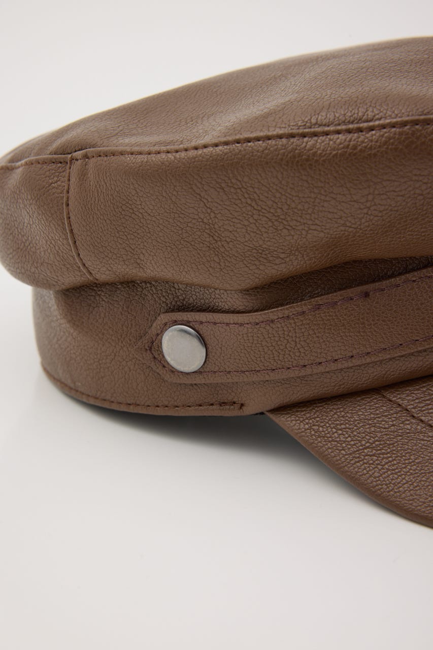 FAUX LEATHER MARINE キャップ BRN FREE