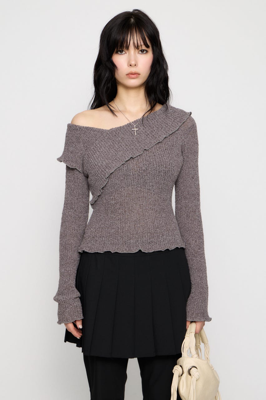 MELLOW OFF SHOULDER ニット GRY FREE