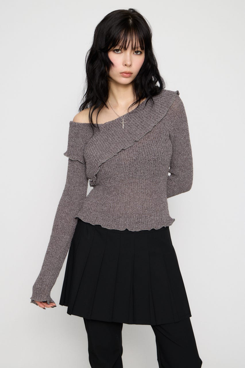 MELLOW OFF SHOULDER ニット GRY FREE