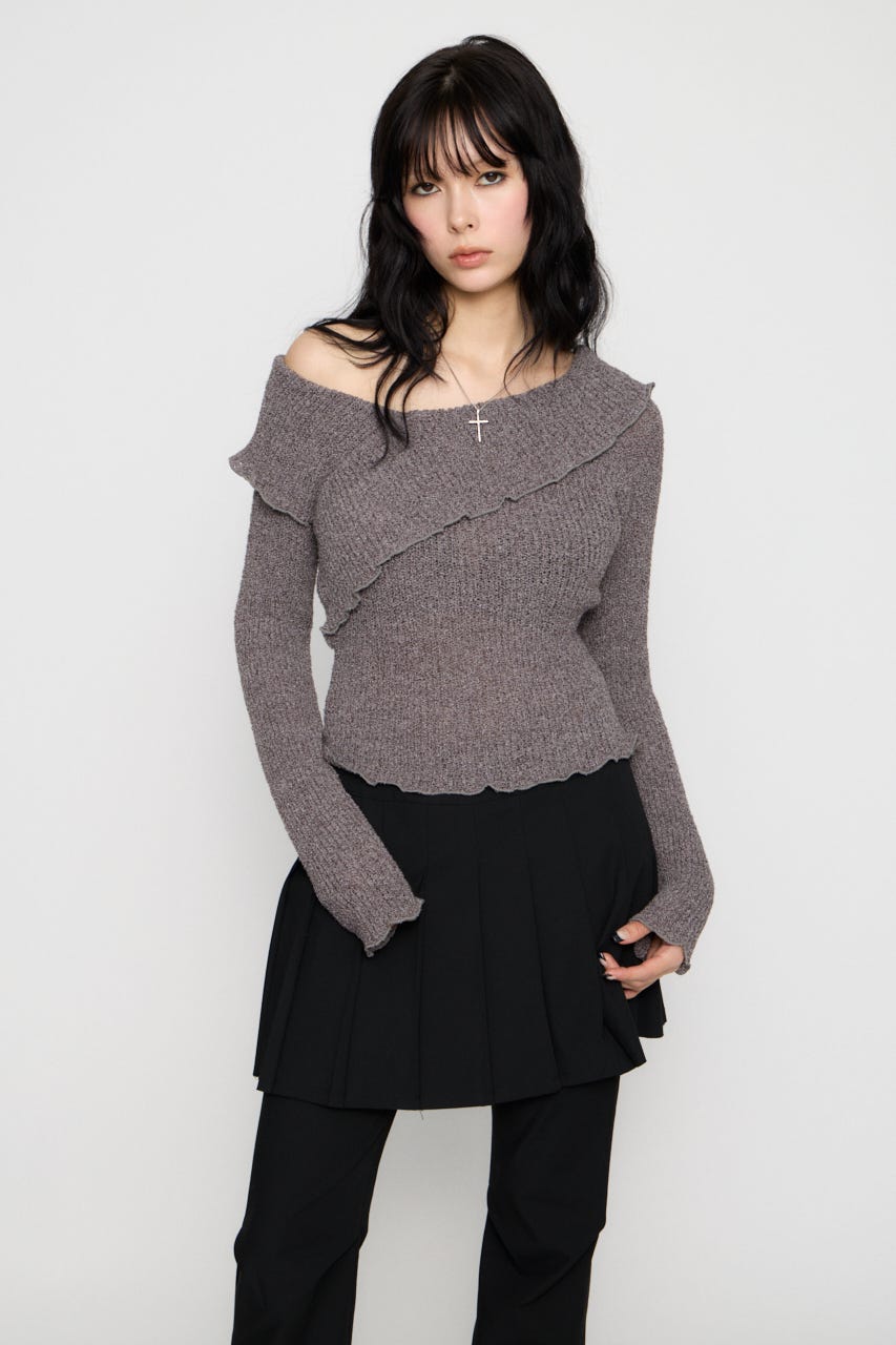 MELLOW OFF SHOULDER ニット GRY FREE