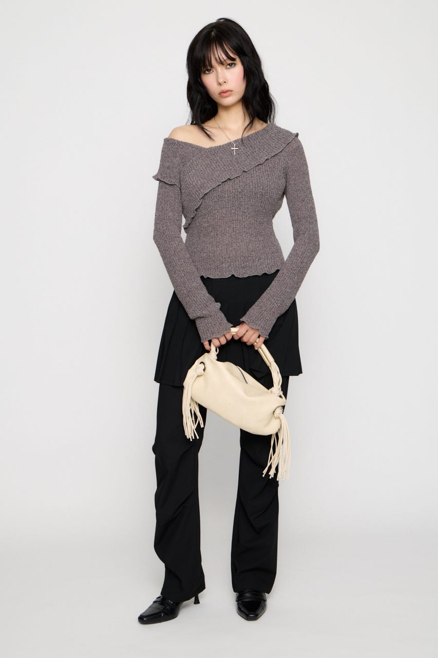 MELLOW OFF SHOULDER ニット GRY FREE