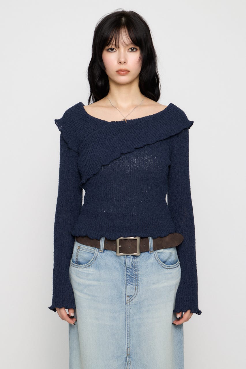 MELLOW OFF SHOULDER ニット NVY FREE