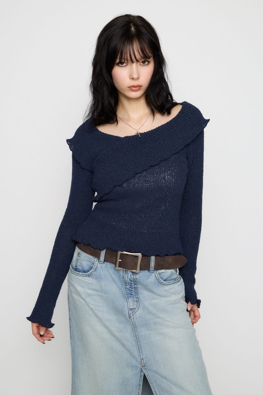 MELLOW OFF SHOULDER ニット NVY FREE