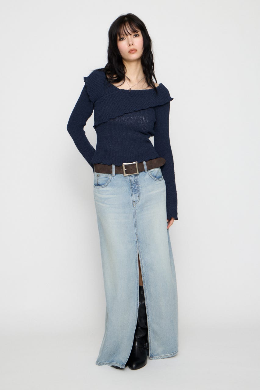 MELLOW OFF SHOULDER ニット NVY FREE