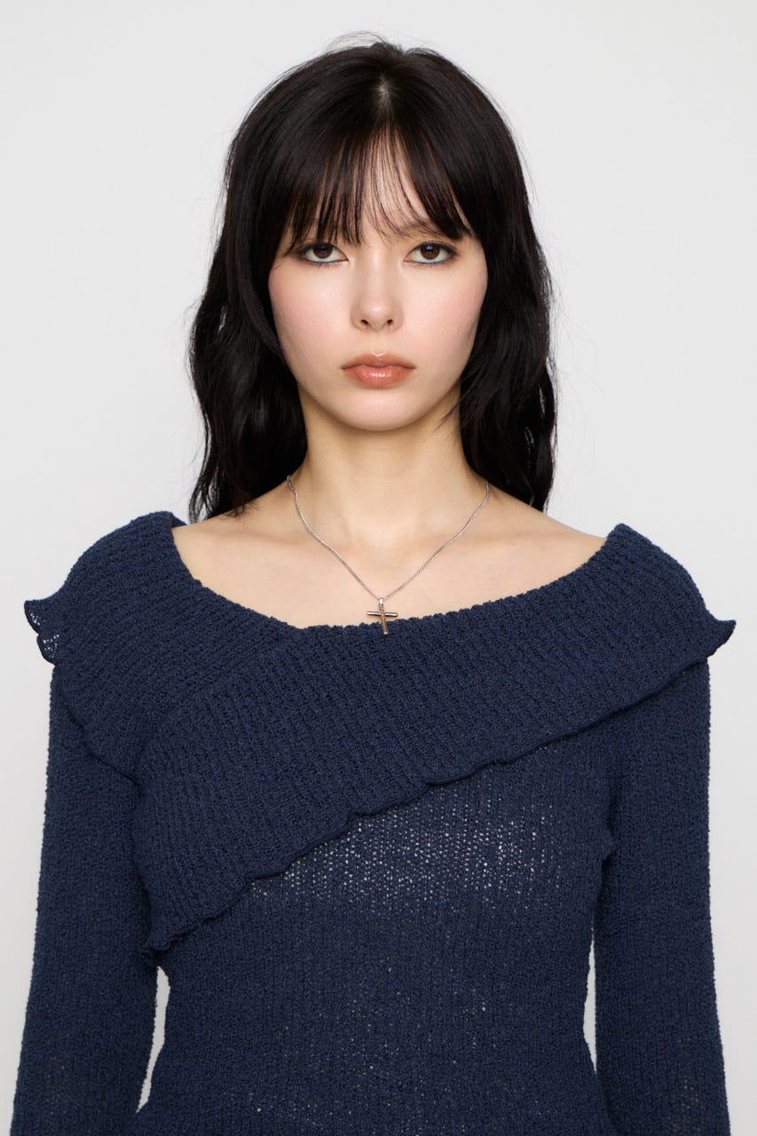 MELLOW OFF SHOULDER ニット NVY FREE