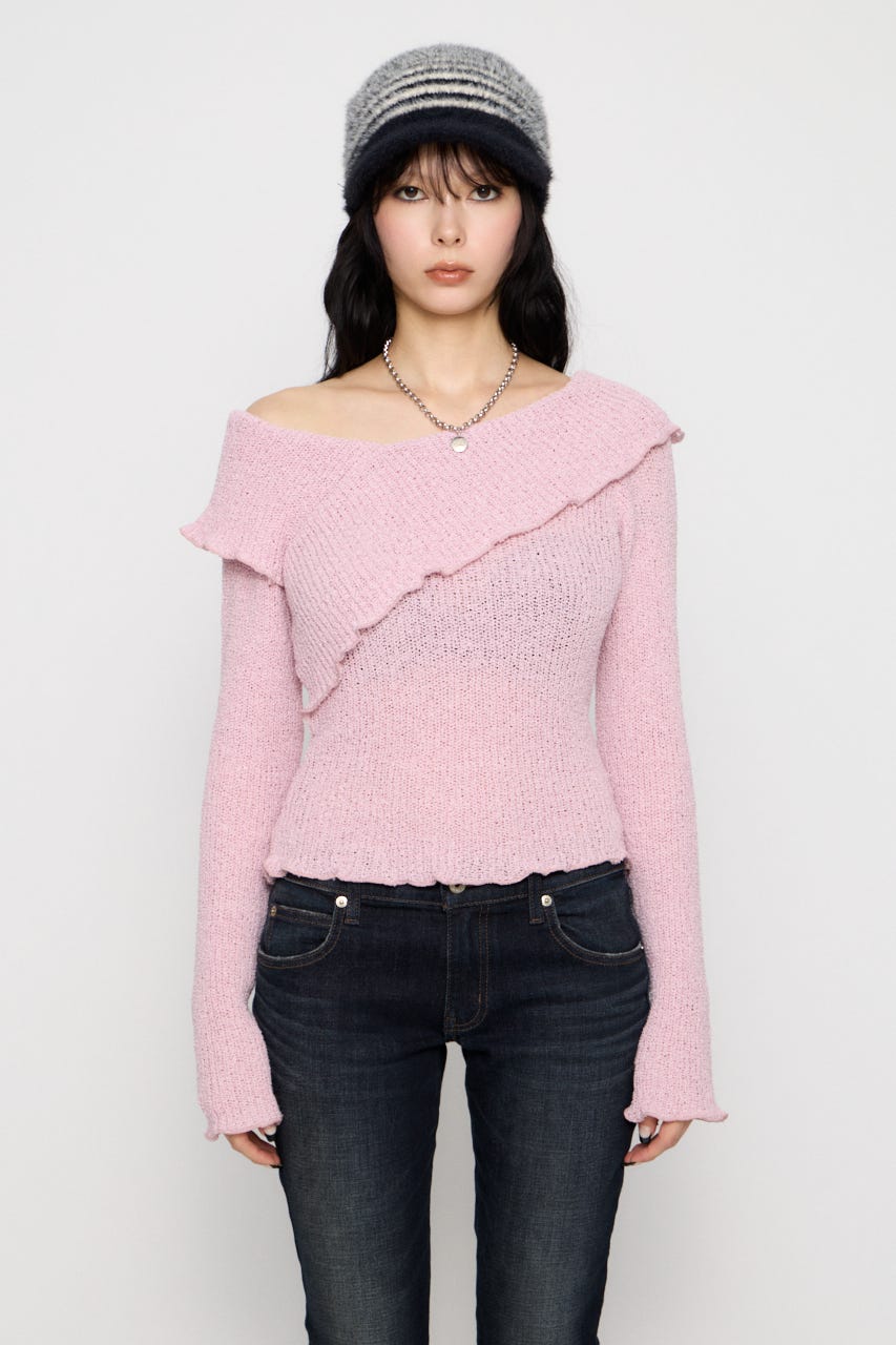 MELLOW OFF SHOULDER ニット PNK FREE