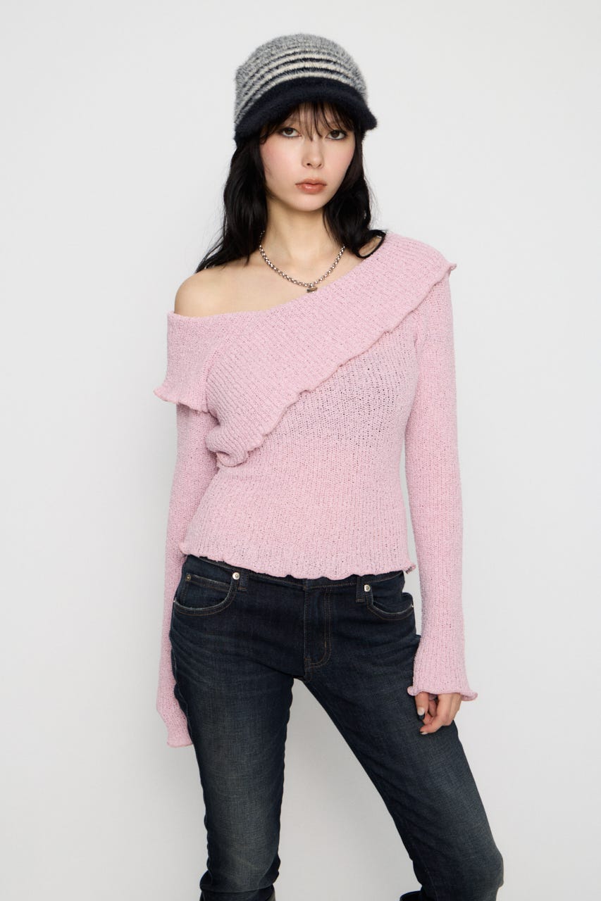 MELLOW OFF SHOULDER ニット PNK FREE