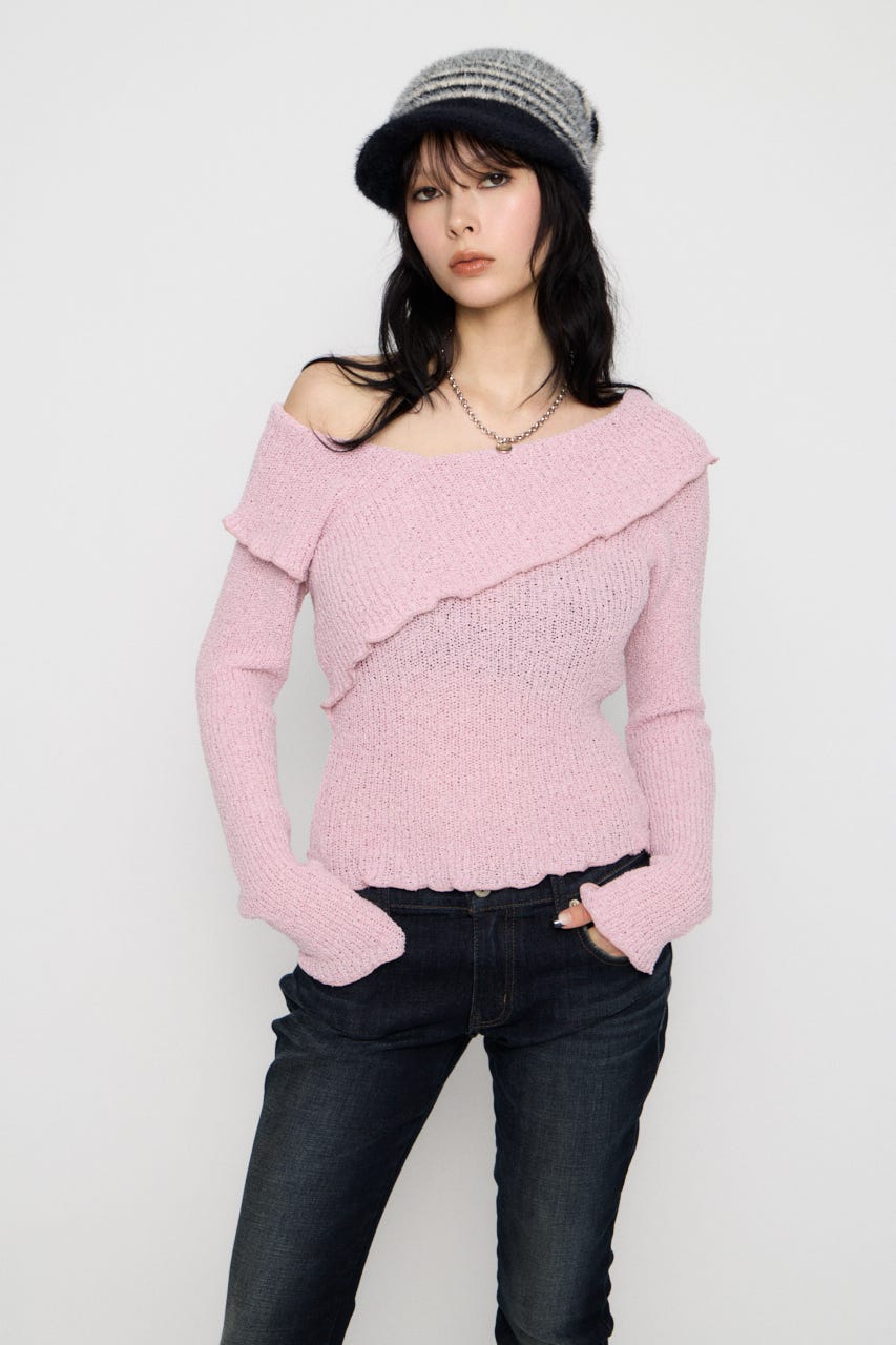 MELLOW OFF SHOULDER ニット PNK FREE