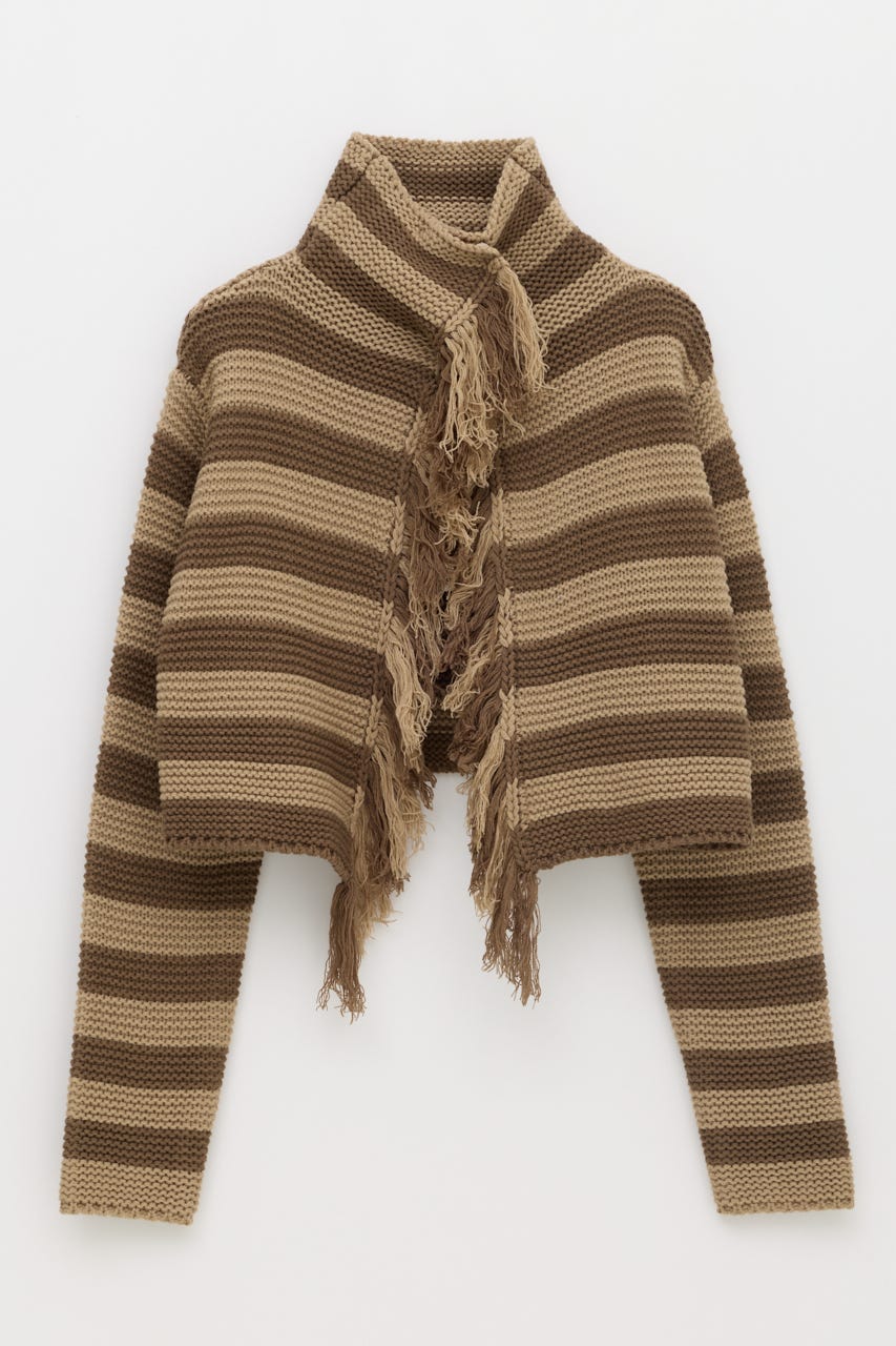 BORDER FRINGE カーディガン BEG FREE