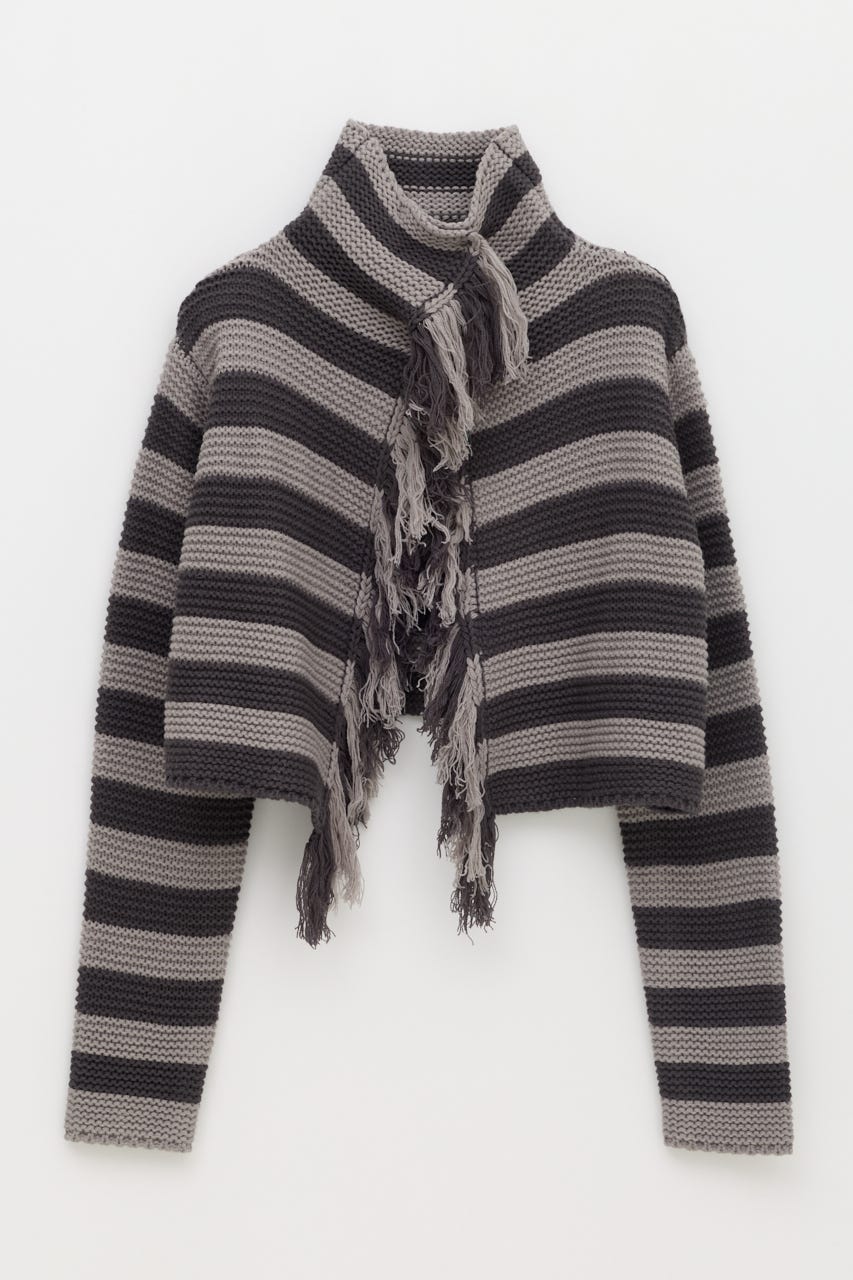 BORDER FRINGE カーディガン GRY FREE
