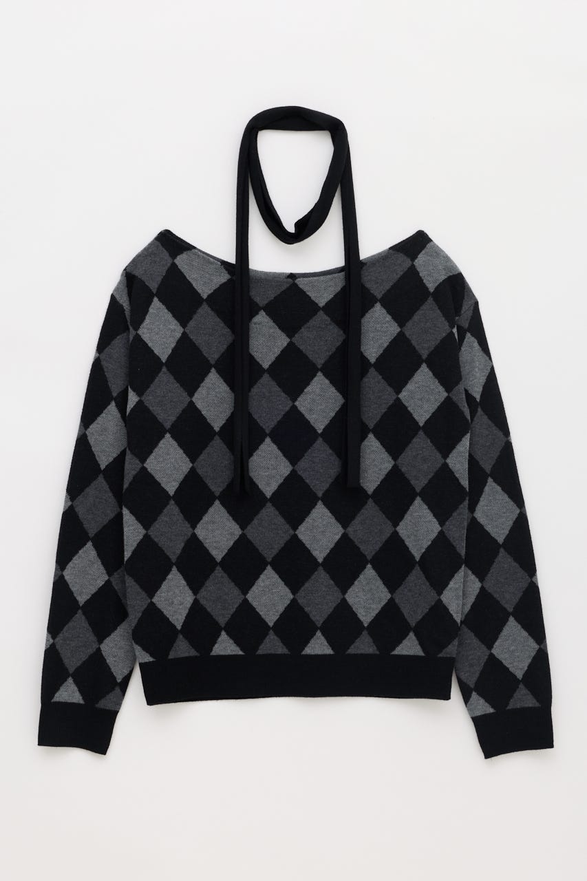 RHOMBUS STOLE SET ニット BLK FREE