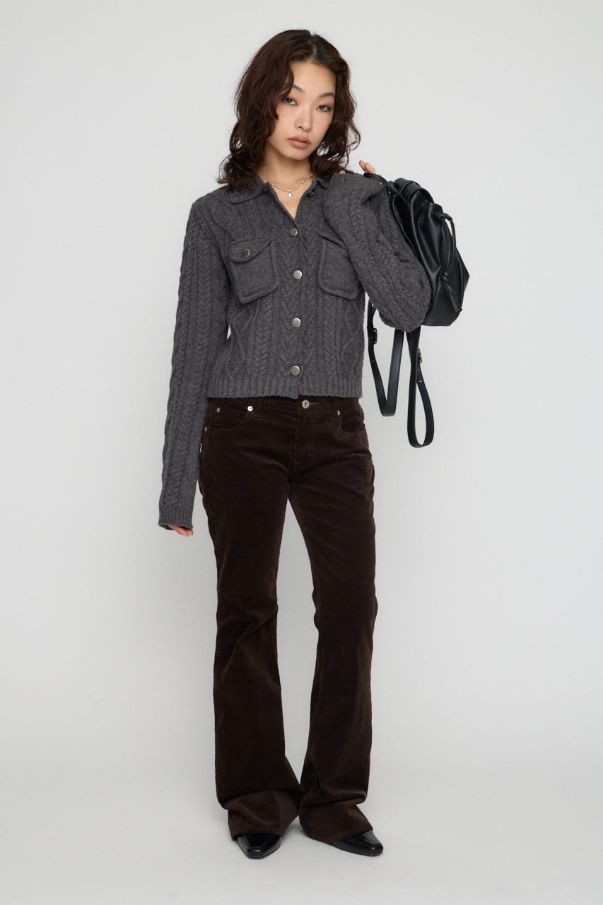 CABLE BUTTON KNIT トップス GRY FREE