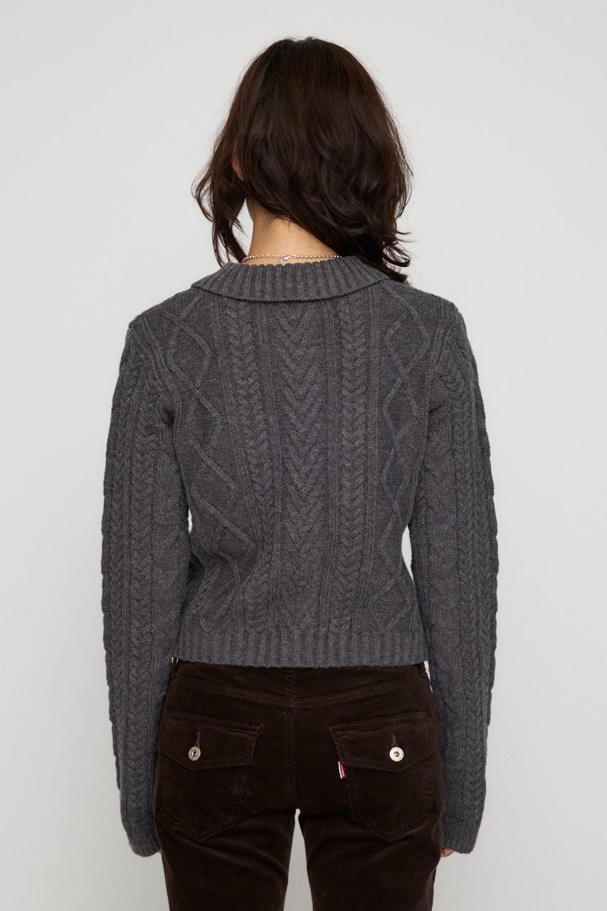 CABLE BUTTON KNIT トップス GRY FREE