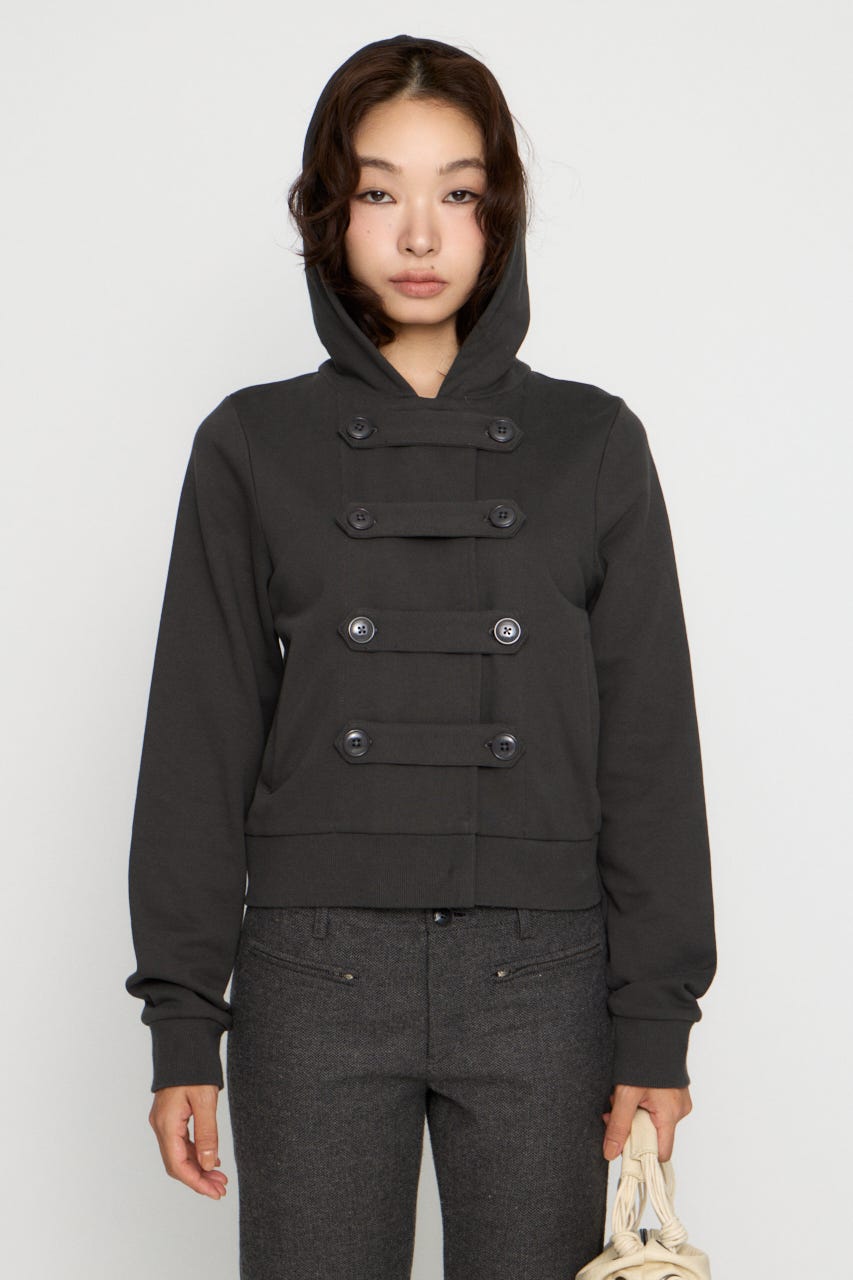 DOUBLE BUTTON フーディ L/BLK FREE
