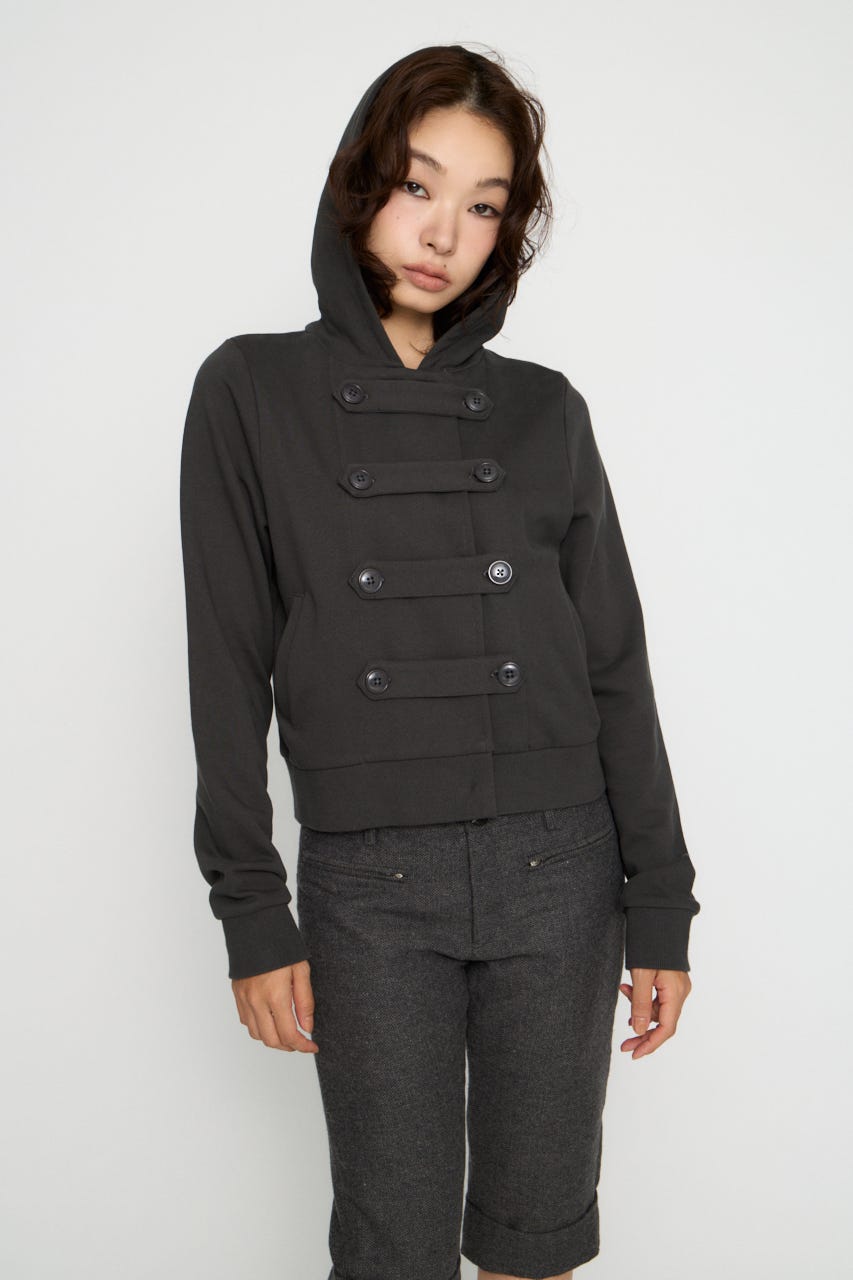 DOUBLE BUTTON フーディ L/BLK FREE
