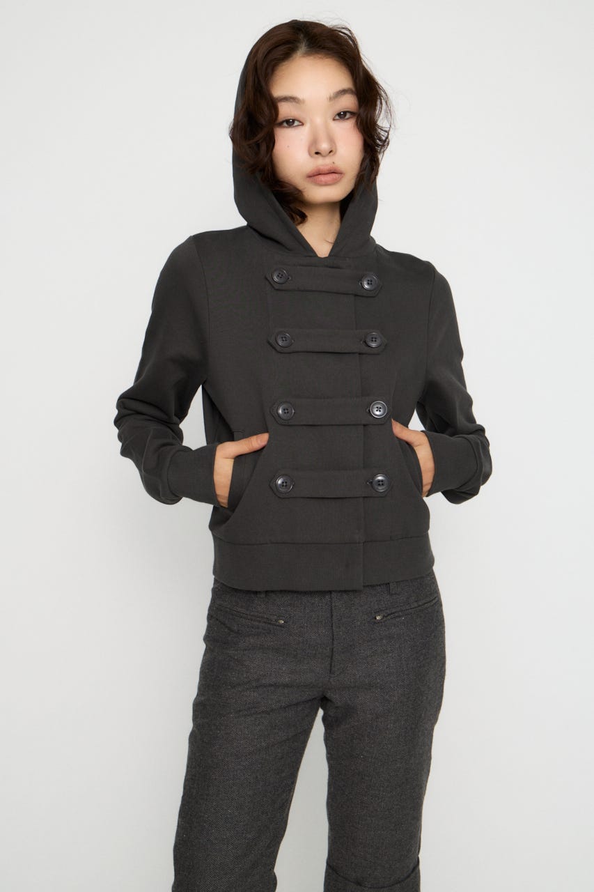 DOUBLE BUTTON フーディ L/BLK FREE