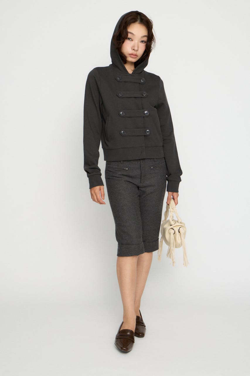 DOUBLE BUTTON フーディ L/BLK FREE