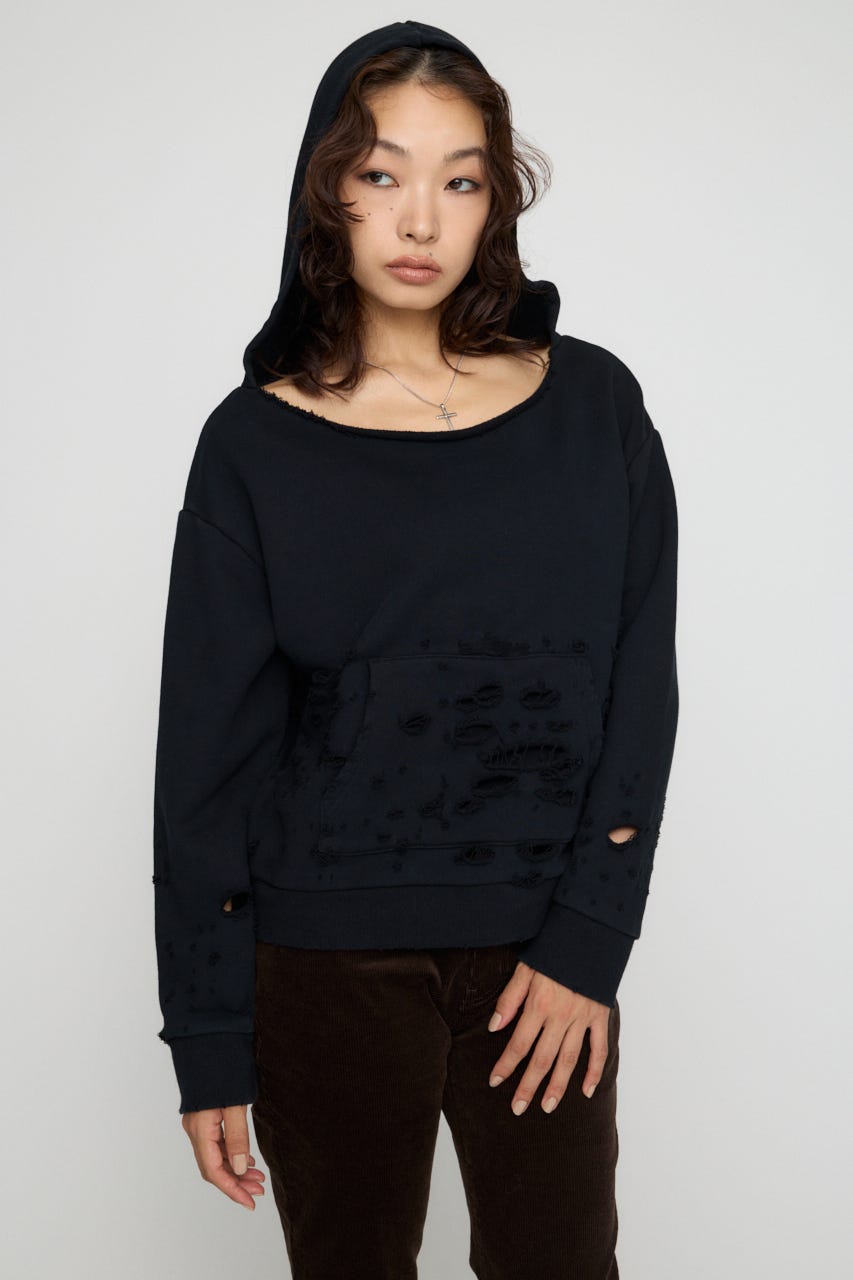 NECK LOOSEY CRASH フーディ BLK FREE