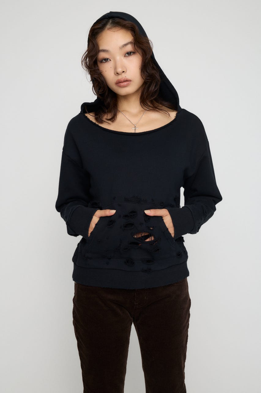 NECK LOOSEY CRASH フーディ BLK FREE