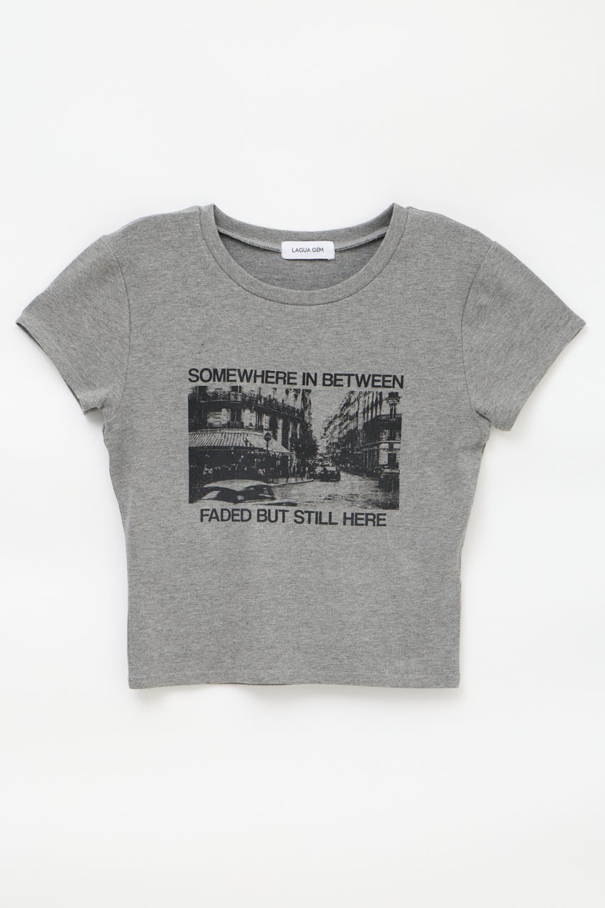 PHOTO PRINT CUT Tシャツ T.GRY FREE