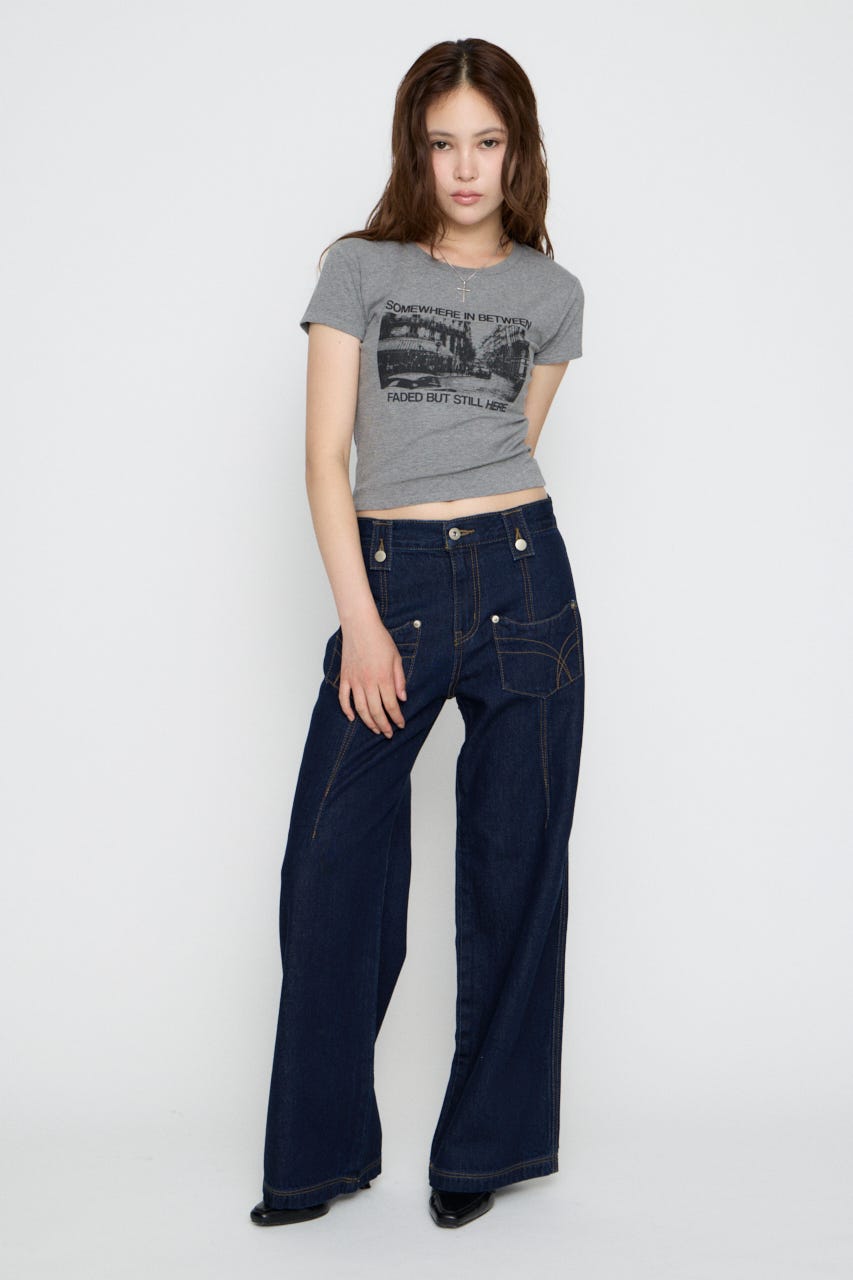 PHOTO PRINT CUT Tシャツ T.GRY FREE