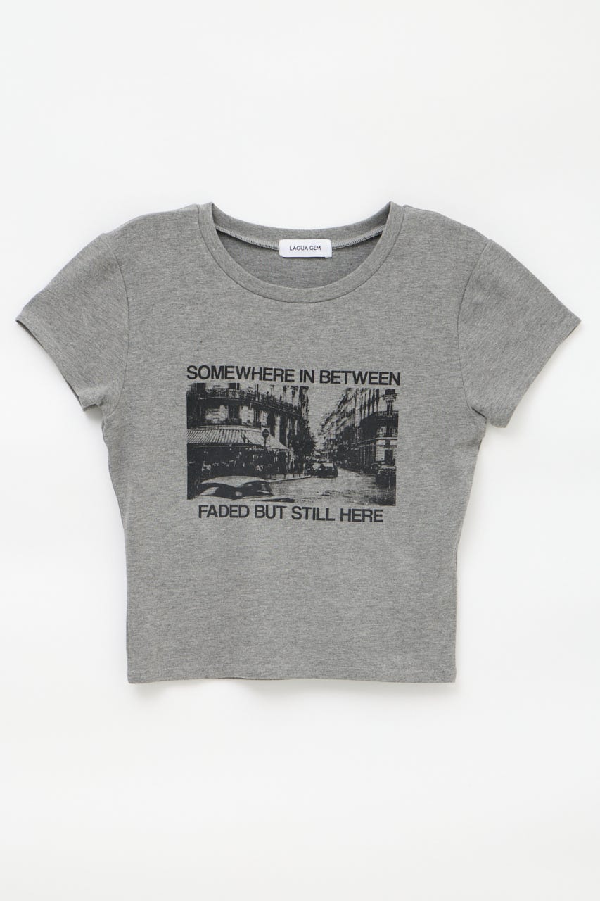 PHOTO PRINT CUT Tシャツ T.GRY FREE