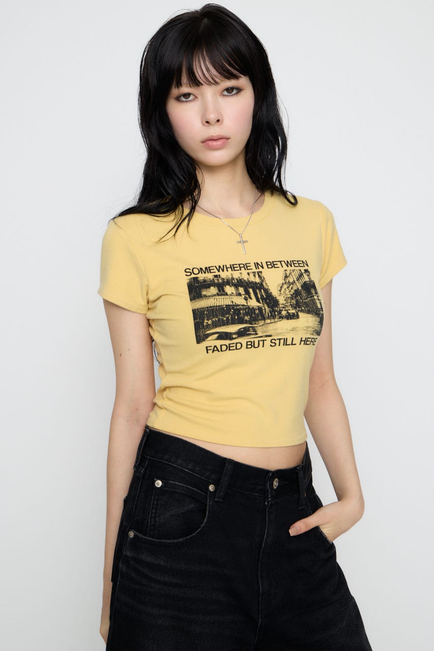 PHOTO PRINT CUT Tシャツ YEL FREE