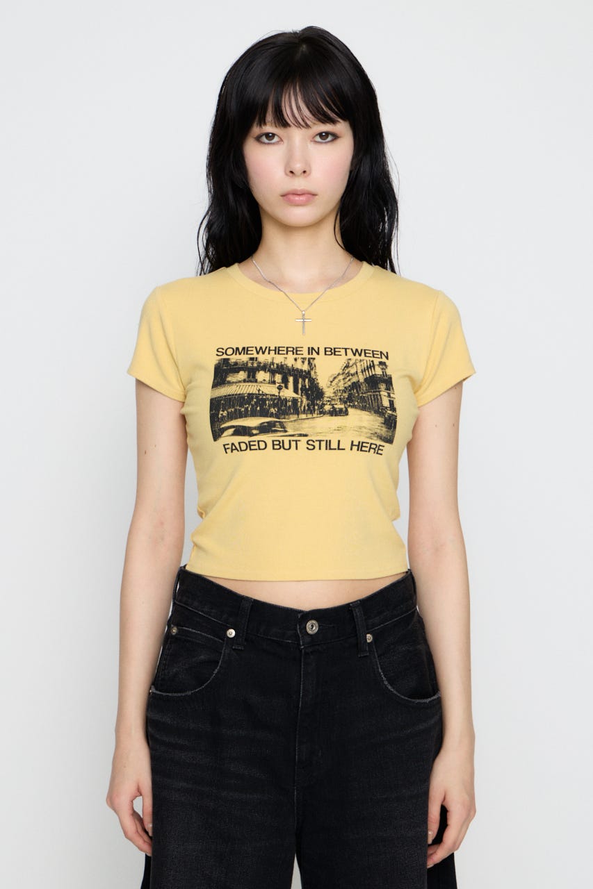 PHOTO PRINT CUT Tシャツ YEL FREE